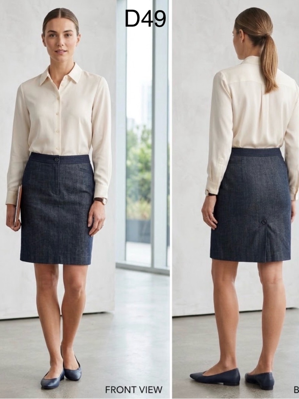Halogen Classic Navy Denim Pencil Skirt, Size 8